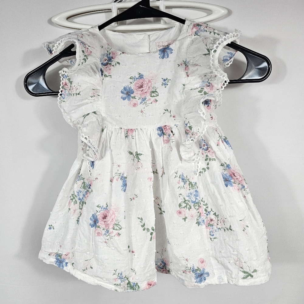 Catherine Malandrino Baby Girl Dress 12M Floral Ruffle A-Line Baby Shower Gift